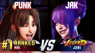 SF6 ▰ PUNK (#1 Ranked Mai) vs JAK (Juri) ▰ High Level Gameplay