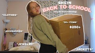 SHEIN BACK TO SCHOOL HAUL (TRY-ON, 50+ ITEMS, $250+, CLOTHES, ACCESSORIES, JELWERY, ECT )