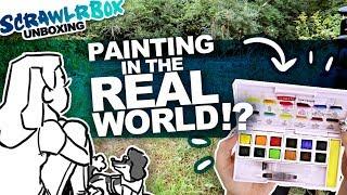 I LEFT MY DESK?! | Mystery Art Box | Scrawlrbox Unboxing | Plein Air Watercolor Painting