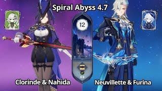 (DUO) C0 Clorinde x Nahida & C0 Neuvillette x Furina - Spiral Abyss 4.7 Floor 12 Genshin Impact