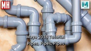 Maya 2018 tutorial : How to model any pipe for your scene