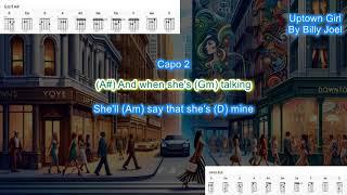 Uptown Girl (capo 2) by Billy Joel play along with scrolling guitar chords and lyrics