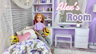 DIY Barbie Doll Room - Alex’s Room! Daybed| Working Lamp| Desk| Clothing Rack - Stacie Doll