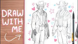 draw with me  western fashion outfits for my cowboy characters!