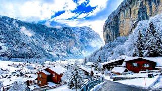 Lauterbrunnen Switzerland 4K  The MOST Beautiful Village in Winter ️️