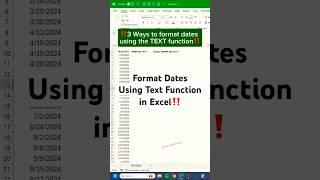 Format Dates Using the Text Function in Excel ‼️ #shorts #excel #computer #exceltips