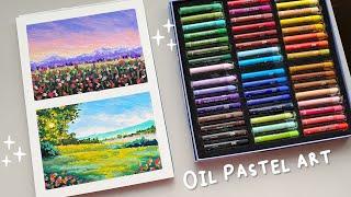 painting calming landscapes  arrtx oil pastels unboxing and review ️