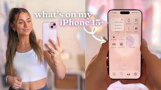 what's on my iPhone 15+  | pink aesthetic theme, new ios 17 new features!