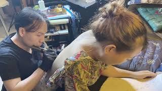 Tattoo mandalas sóng lưng em bé xinh #leethanhdnai #tattoo #timelapse