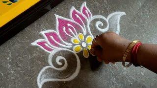 Border rangoli designs for festivals | Navaratri special rangoli | Friday special lotus shanku kolam