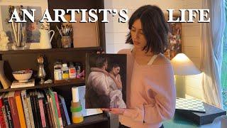 A reaslitic art vlog, oil painting, galleries, decorating for Christmas