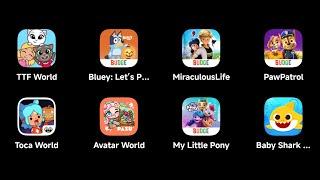 World Game Android:Talking Tom Friends World,Bluey Lets Play,Muraculous Life,Toca World,Avatar World