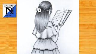 How to draw a Girl reading book -Drawing easy || Pencil sketch for beginner || Drawing tutorial