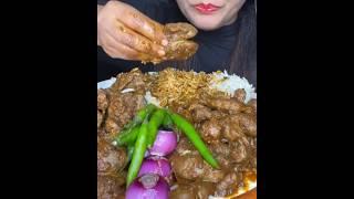 ASMR SPICY CHICKEN LIVER CURRY EATING WITH RICE,GIZZARD CURRY, WHITE RICE, SALAD *EATING SHOW*