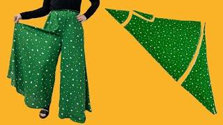 Very easy method DIY long divided skirt pants | Cut and sew Palazzo pants