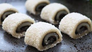 Super Delicious Glutinous Rice Cake Roll with Black Sesame Paste Recipe 糯米糍 黑芝麻糯米卷 驴打滚 传统小吃