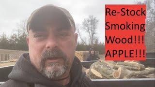 Re-stocking Smoker Apple Wood Pile #firewood #smoking #apple