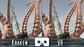 The Kraken attacks a Ship: Virtual Reality Sea Monsters scary 3D Video for VR Box, Oculus, Gear VR