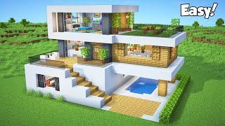 Minecraft: How to Build a Modern House Tutorial (Easy to follow) #51 - Interior in Description!