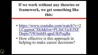 Theories of Career Development Week 1 Lecture Part 1