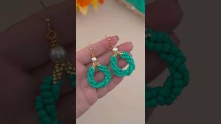 Making Earrings with Wire & Beads: DIY Gold Turquoise Beaded Earrings | Easy Pearl Wire Wrap Jewelry