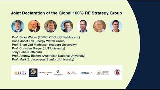 Joint Declaration of The Global 100% RE Strategy Group at CleanTech Business Club Thought Leaders