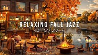 Cozy Fall Porch Ambience with Relaxing Jazz Background Music  Smooth Jazz Music & Fireplace Sounds