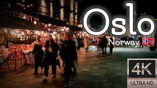 Walk with Me in Norway | Saturday Night at Aker Brygge in Oslo | 4K experience | Autumn 2023