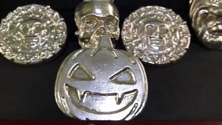 *42* RARE PIECE YPS 4oz PUMPKIN HALLOWEEN & SILVER SLACKER COFFIN SILVER BARS