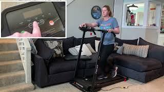 Funmily adjustable height treadmill with desktop review and demo by Sara