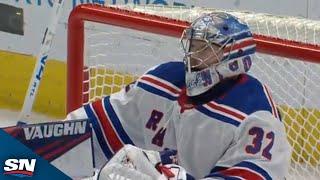 Rangers' Jonathan Quick Makes Sprawling Saves to Rob Two Blue Jackets Forwards