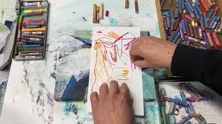 Abstract Multimedia Painting Process Video | Acrylic Paint, Oil Pastel, Pencil, Paper