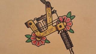 How to Draw an Old School Tattoo Machine by thebrokenpuppet