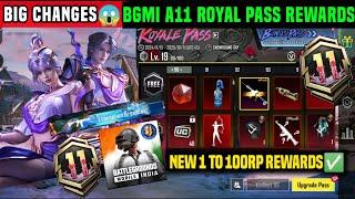 BGMI NEW ROYALE PASS A11/ BGMI A11 ROYAL PASS 1 TO 100 RP REWARDS/ A11 RP KAB AAYEGA A11 BONUS PASS