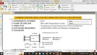 Experiment 2.3 Bar with Temperature Loads (Computer Aided Analysis Laboratory)