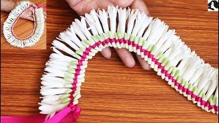 How to string sampangi flower garland by using ribbon | sampangi poo garland without using knot