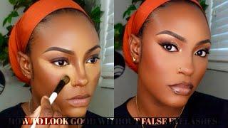 FLAWLESS FULL GLAM MAKEUP TUTORIAL || HOW TO LOOK GOOD WITHOUT FALSE EYELASHES #makeuptutorial #woc