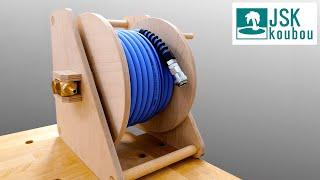 Hand Crank Wooden Air Hose Reel