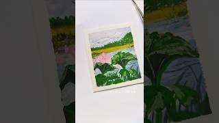 I drew this picture from my imagination.#art #watercolor  #landscapepainting #Lotus #postercolour