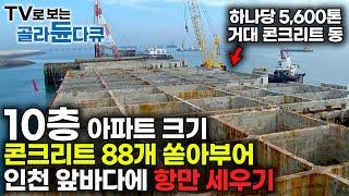 아무것도 없는 인천 앞바다에 거대한 항만을 세우는 방법｜하나당 5,600t 거대한 콘크리트 구조물 88동을 바다에 던지는 이유｜인천 신항만 건설｜#골라듄다큐