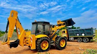 Road Construction making highway | JCB Backhoe Loader Rolling dumping sand | TATA Truck |