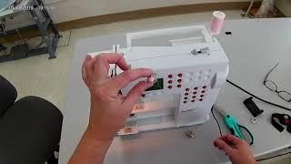 Winding a bobbin and threading classroom sewing machine