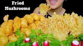 CRUNCHY DEEP FRIED ENOKI MUSHROOMS AND SHRIMP TEMPURA | Eating Sounds No Talking | TracyN ASMR