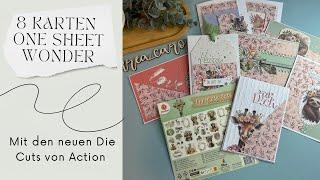 8 Karten mit #Action Die Cuts und One Sheet Wonder