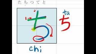 4. How to write Hiragana, "ta chi tsu te to" たちつてと in hand writing