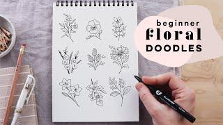 9 Simple Floral Doodles | How to Draw Flowers Step By Step