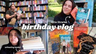 book unhaul & shopping vlog!  * new books, little libraries, birthday celebration! *