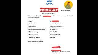 TCS Experience Letter | How Experience Letter Looks #tcs #shorts