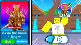  I SPENT ALL MY GEMS ON A UPGRADED TITAN CLOCKMAN  - Toilet Tower Defense | Roblox