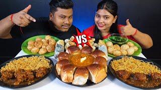 Asmr Eating  Spicy Indian Street Food | Panipuri Challenge | Momos | Pav Bhaji | Golgappa | Noodles